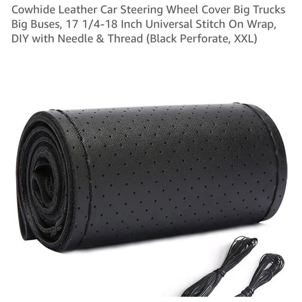 Cowhide Leather Laced Steering Wheel Cover (13-20 Inch) — DIY Stitch-On Wrap XXL